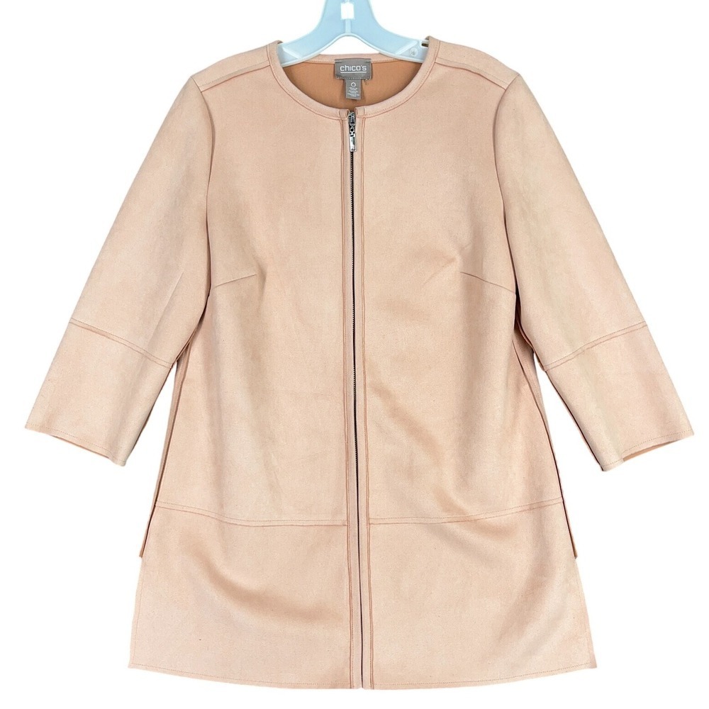 Chicos Zip Front‎ Jacket Women 0 Structured Stretch Clean Minimal Layering